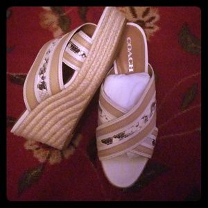 Coach Florentine Espadrille Wedge Sandals Chalk